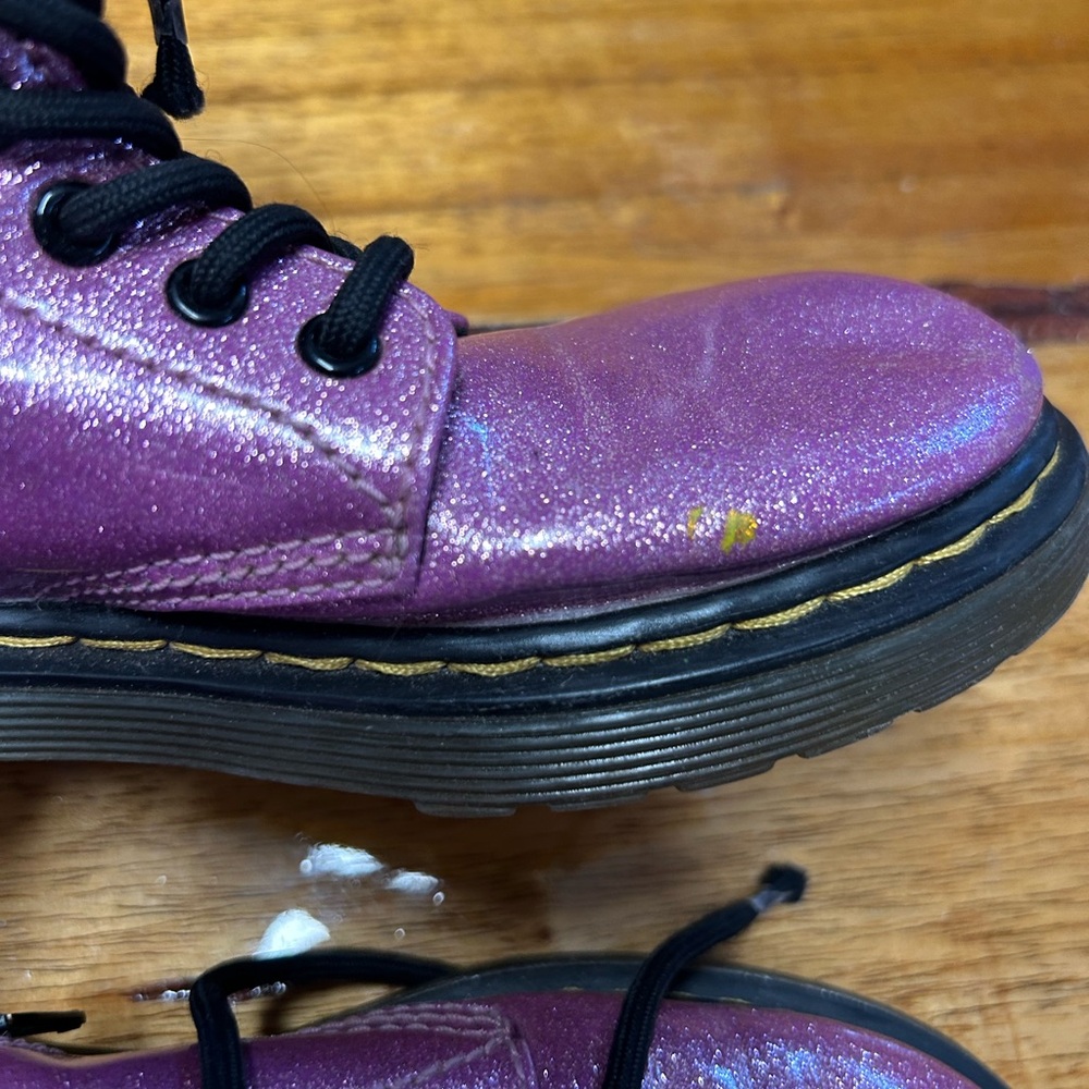 Dr. Martens Kids Sparkle Purple Lace-Up Boots - Picture 3 of 10